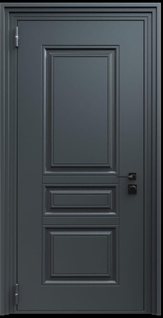 Входная термодверь с металлофиленкой и порошковым напылением RAL 7021 (тип №5)